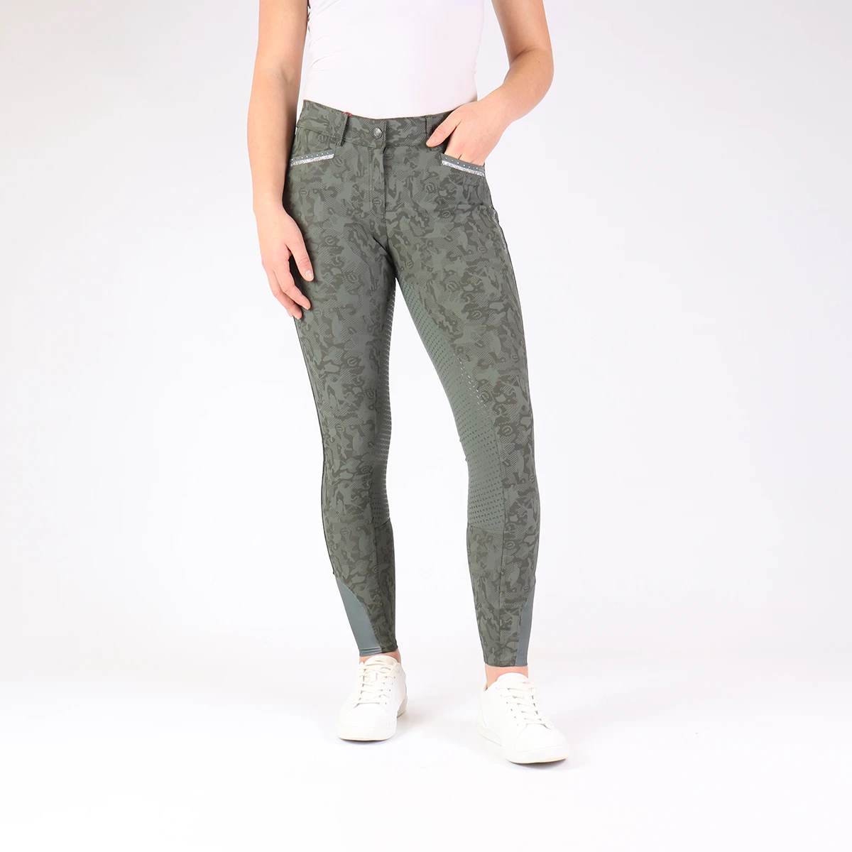 Rijbroek Imperial Riding El Capone Full Grip Donkergroen - Afbeelding 2