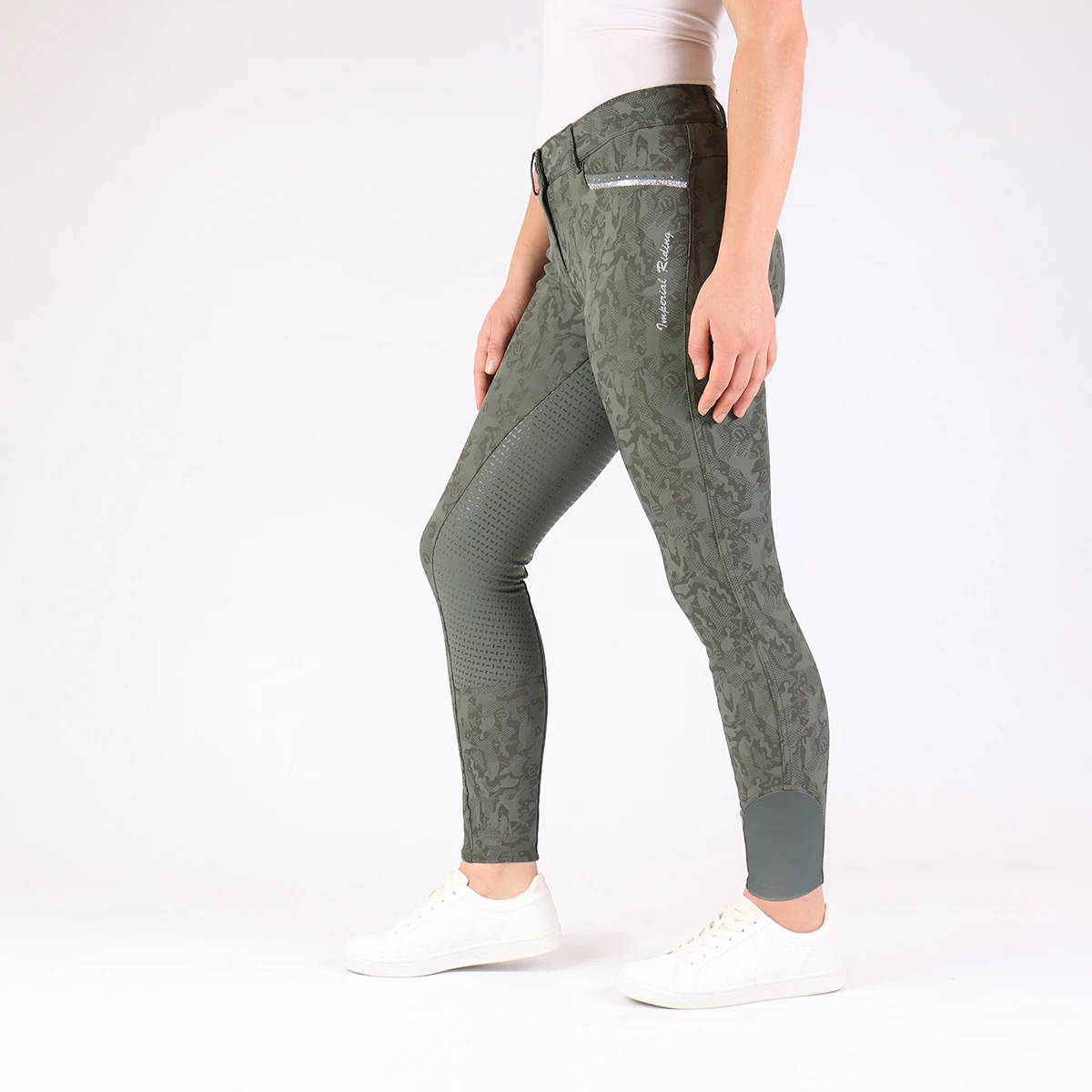 Rijbroek Imperial Riding El Capone Full Grip Donkergroen - Afbeelding 3