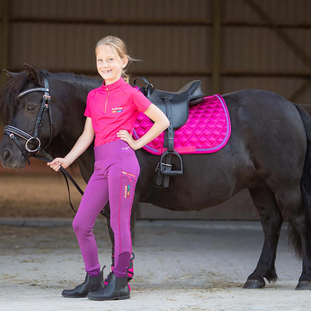 Rijlegging Harry's Horse Diva Fuchsia Full Grip Kids Donkerroze - Afbeelding 4