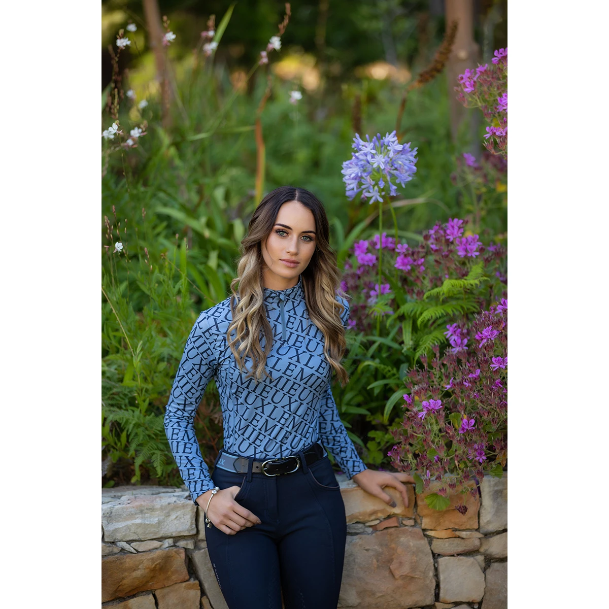 Trainingsshirt LeMieux Fleur Base Layer Denim - Afbeelding 3